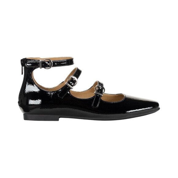 NWT Sun + Stone Womens Cecillee Triple Strap Mary Jane Flats Black Pat 10M - Picture 4 of 11